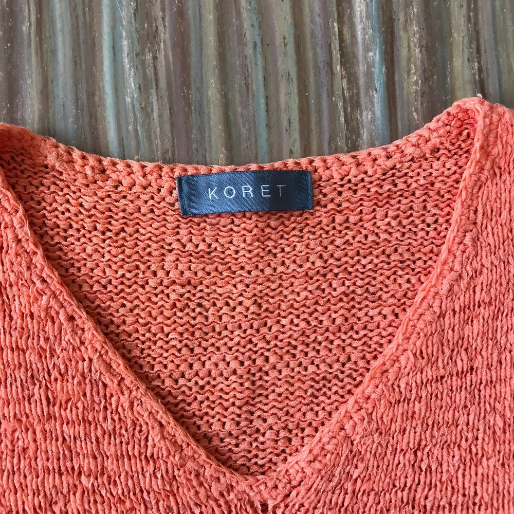 Koret Colorful Short Sleeve Ribbon Knit Sweater Colorblock Flower Pattern - Picture 5 of 6